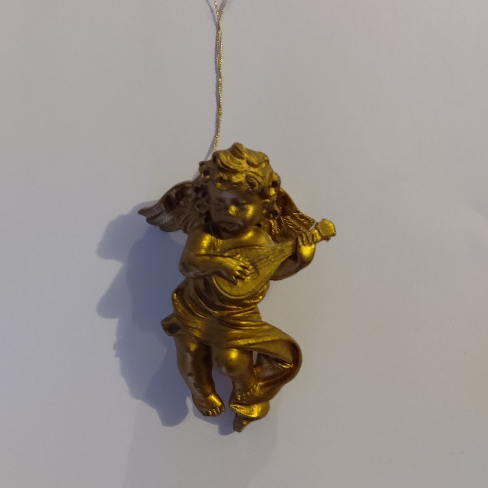 Vintage Holiday Gold Angel Ornament